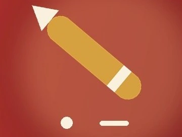 Before: a red banner graphic with a golden pencil, a dot and a short bar